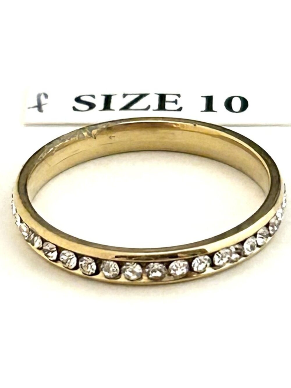 Gold Tone Ring with clear rhinestones, Size 10 Unisex